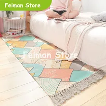 60x180 см скандинавский хлопковый тканный ковер с кисточками, ковер для спальни, покрывало, коврик, простой современный стол, кухонный коврик, украшение дома