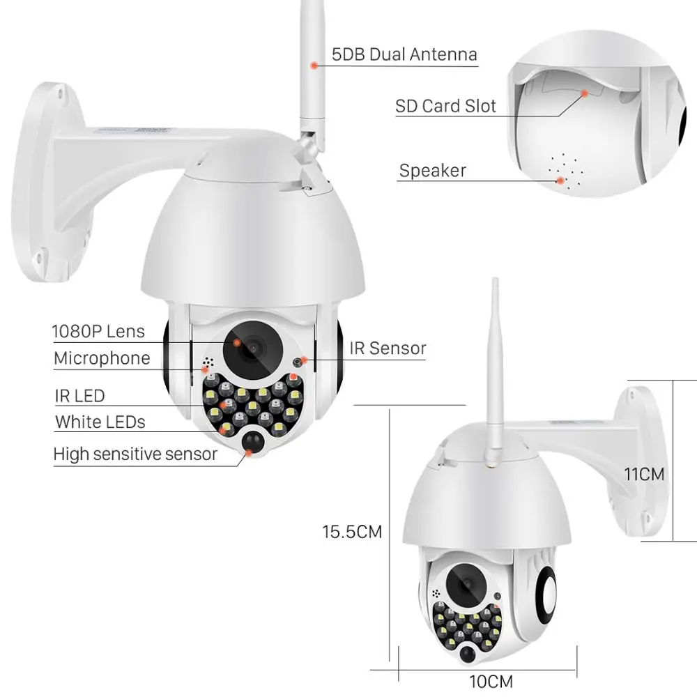 Besder двойной светильник беспроводной 1080p PTZ камера Открытый IP66 водонепроницаемый двухсторонний аудио wifi 2MP CCTV камера безопасности ONVIF YCC365