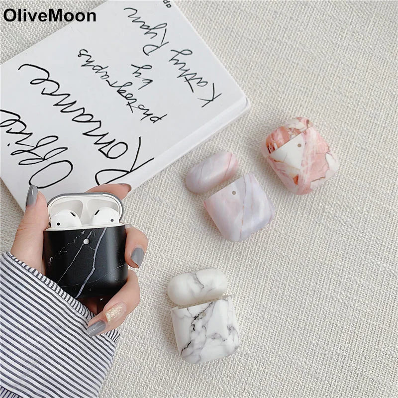 

Marble Stone Earphone Case For Airpods 1 2 Case TPU Soft Bluetooth Headphone Cover Airpods 1 2 Charging Box