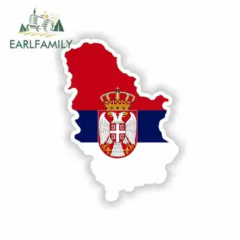

EARLFAMILY 13cm x 9.4cm for Serbia with Kosovo Map Flag Funny Car Stickers Vinyl Helmet JDM RV VAN Car Accessories Graphics