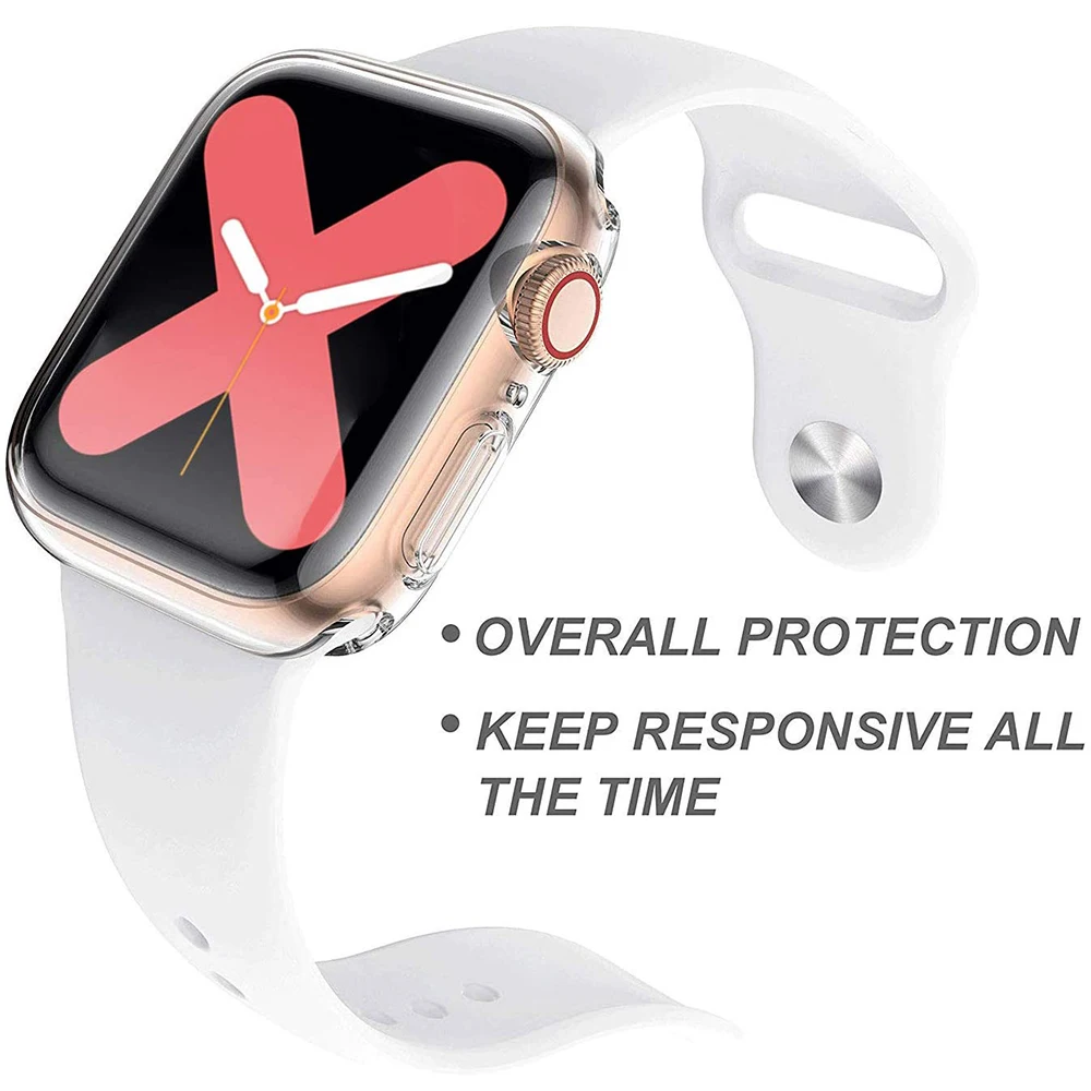 Чехол для Apple Watch Series SE 6 5 4 40 мм 44 360 прозрачный мягкий чехол из ТПУ Iwatch 3 2 38 42 мм|Часы