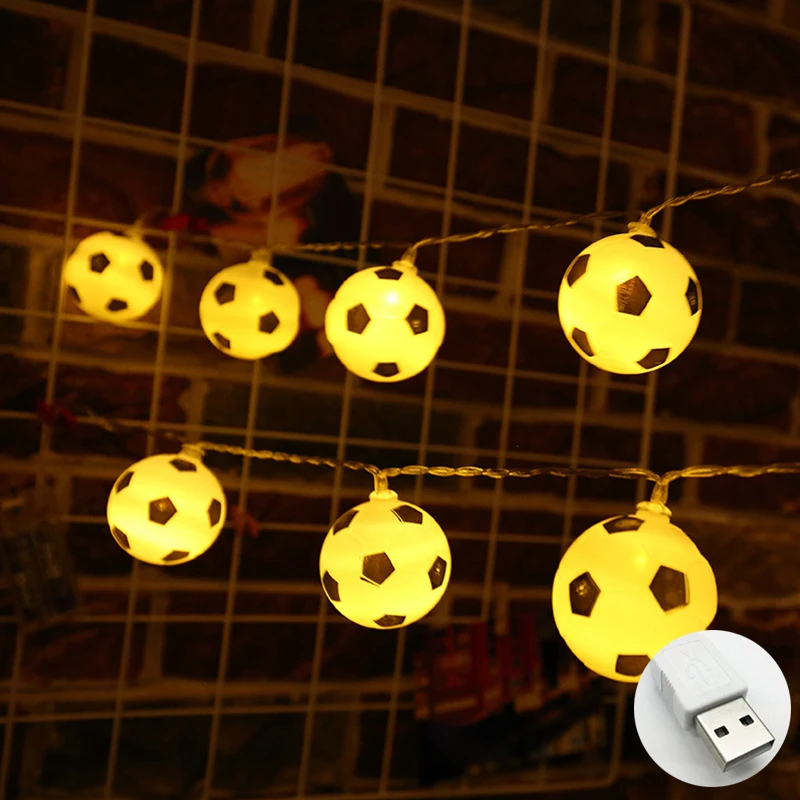 Football String Lights Waterproof Battery Power Soccer Ball LED Night Light Bedroom Room Lights Decor Lamp Garlands Outdoor Bar outdoor christmas string lights String Lights