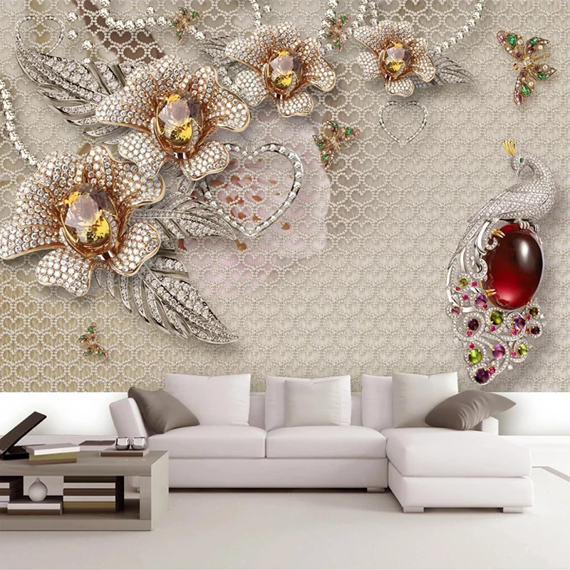 

Drop Shipping Custom Photo Wall Paper 3D Stereoscopic Jewelry Flower European Style Backdrop Home Decor Wallpaper Large Mural