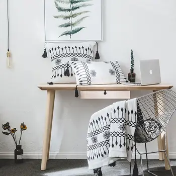 

Knitted Pillow Covers Pillow Case Soft For Sofa Bed Nursery Room Cushion Case Tassels Pillowcase Elegant Blanket 130x160cm