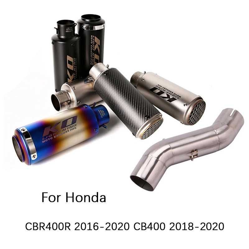 

For Honda CBR400R CB400 2016-2020 Motorcycle Exhaust Pipe Middle Link Pipe Slip On 51 mm Muffler Removable Db Killer Escapes