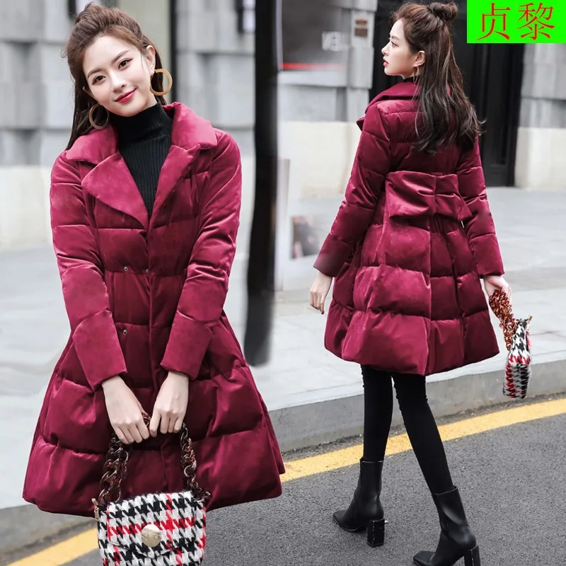 

Korean-style Mid-length Tutu Pendulum down Feather Cotton-padded Clothes 2018 Winter New Style WOMEN'S Dress Short Slimming Cott