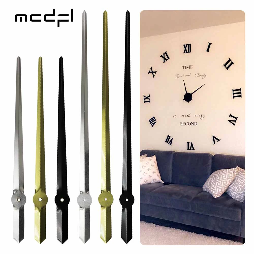 MCDFL Large Wall Clock Hands for Giant Watches Long Spade Huge Big Arrows Metal Self Adhesive 3d Needles Home Decor Decorative bathroom clock