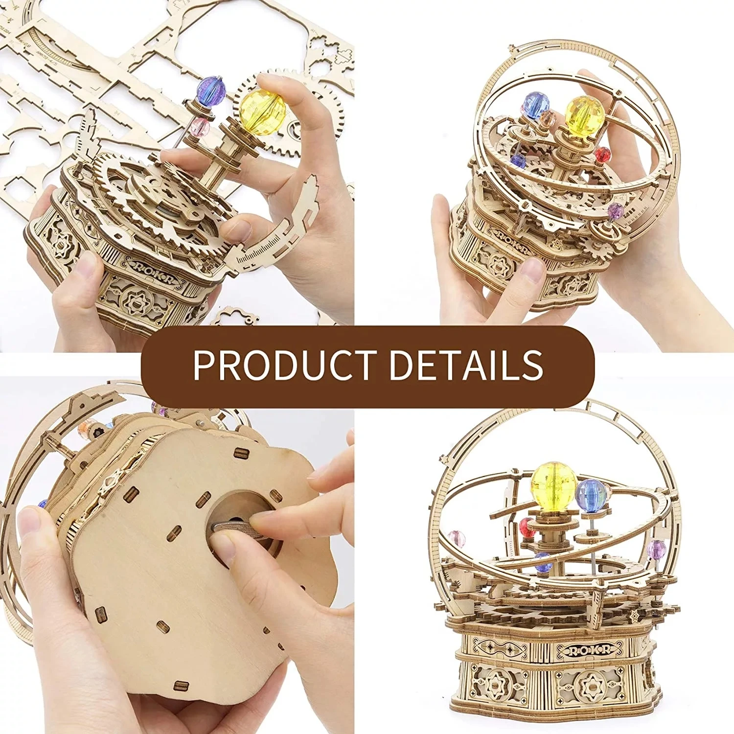 Diy wood music box kit 3d wooden puzzle Rotatable Starry Night Assembly jigsaw Toy birthday Gift for girlfriend wife diy wood music box kit 3d wooden puzzle rotatable starry night assembly jigsaw toy birthday gift for girlfriend wife