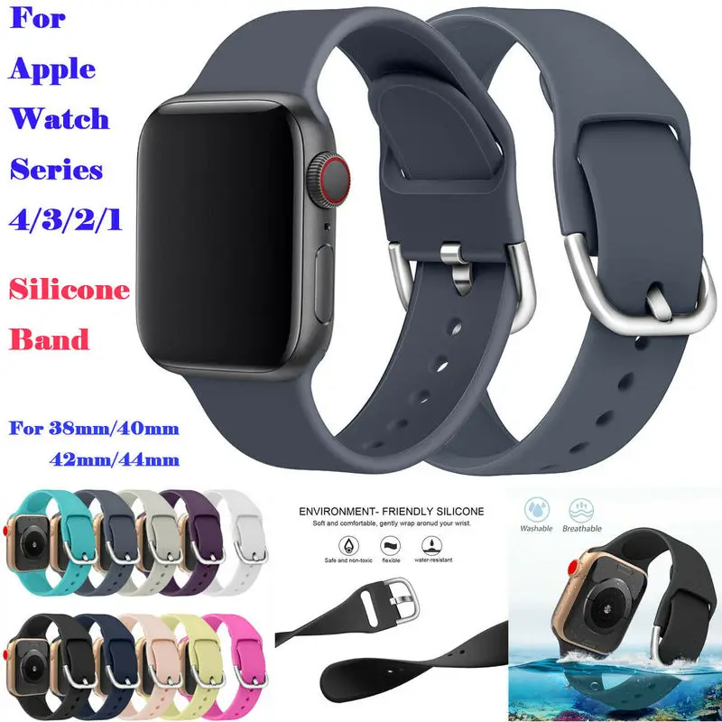 Силиконовый ремешок для наручных часов Apple Watch 38/40/42/44 мм IWatch серии 4 версия 1 2 3 из