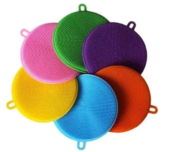 

200pcs Round Shape Multifunctional Kitchen Washing Tool Silicone Scrubbers Dishwashing Brush Cleaning Brushes comb