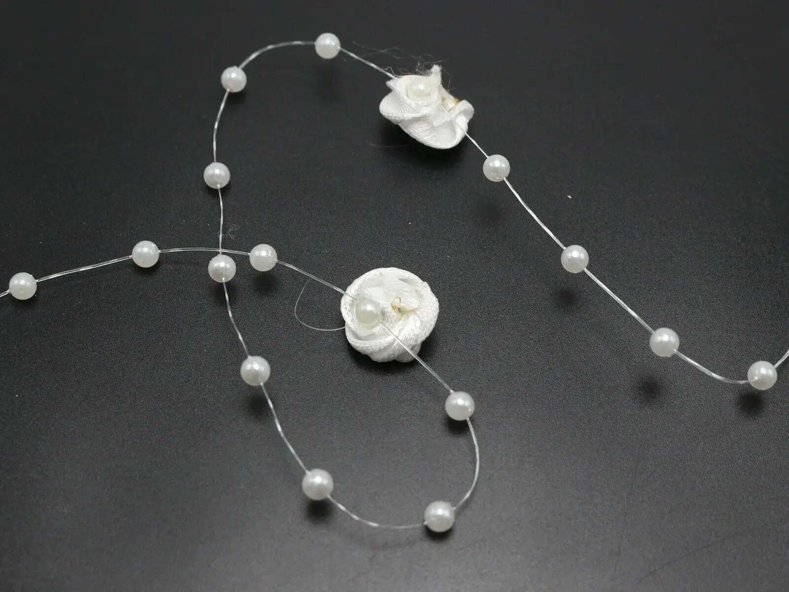 5 Meter Fishing Line Pearls Beaded Ribbon Flower Bouquet Garland Wedding Decor