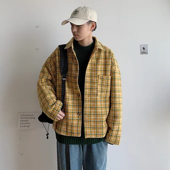 

2019 Men's Streetwear Bomber Slim Fit Jacket Short Style Lattice Printing Jacket Male Outerwear Loose White/black/yellow Coats