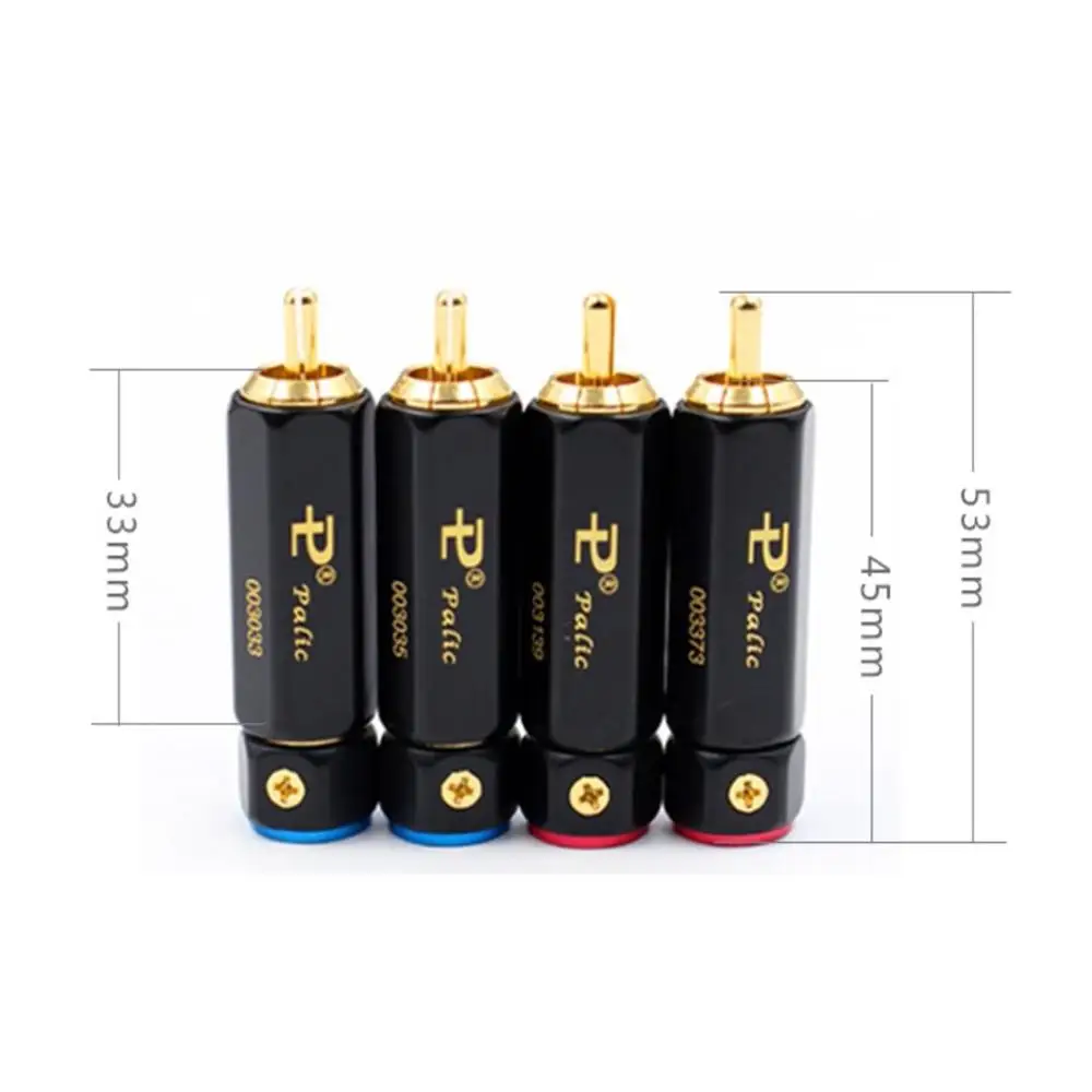 Высококачественный позолоченный штекер Palic RCA коннектор A/V Hi-Fi для диаметра