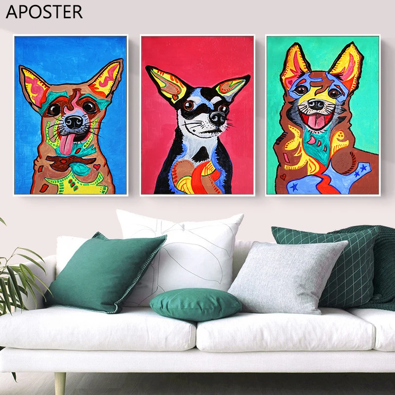 

Canvas Poster Lovely Watercolor Dog Animal Wall Art Picture And Painting Nordic Decorative for Living Room Home Minimalist Decor