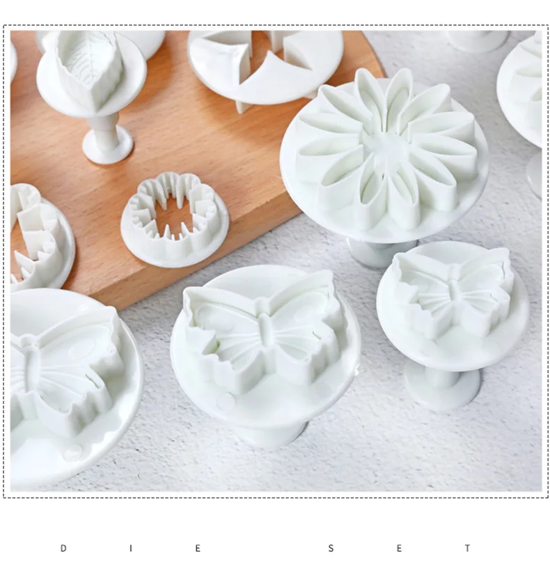 33 шт./компл. Набор инструментов с рисунком помадки, печатная форма, 10 видов, мультяшный череп, декоративная Цветочная модель, помадка, инструмент для торта, инструмент