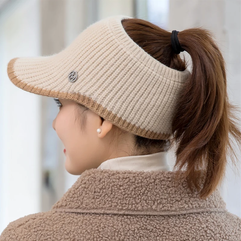 CNTANG 2021 Hats For Women Autumn Winter Sports Empty Top Caps Female Knitted Warm Baseball Cap Fashion Running Golf Sun Hat blank baseball caps