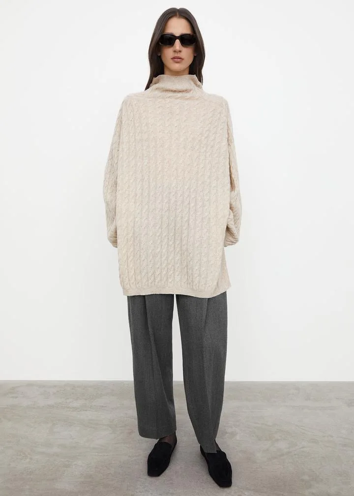 

Totem* cashmere women sweater winter autumn season turtle-neck thread oversize style casual loose