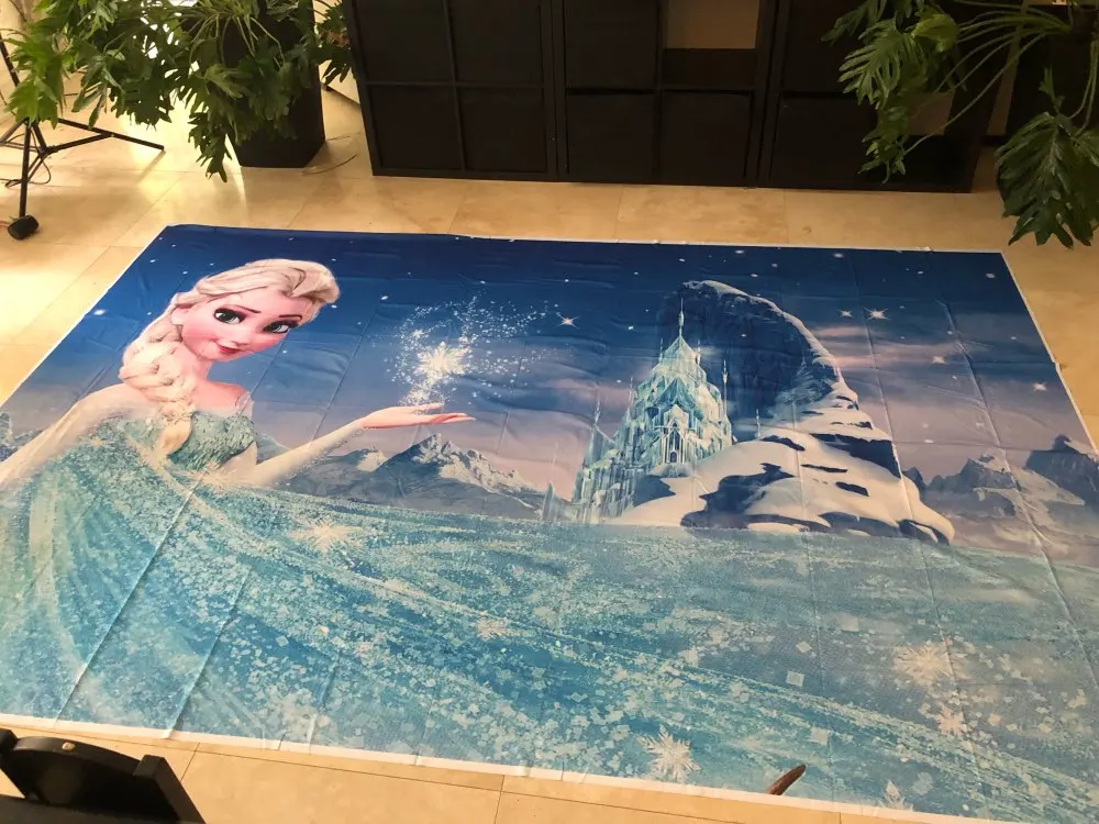 HUAYI Королева Эльза Анна Принцесса со льдом Синий водопад Девушки вечерние фоны на