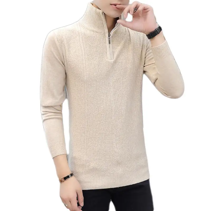 

6 Colors Autumn Winter Men's Sweaters Solid Color Casual Men's Slim Fit Brand Knitted Pullover Half Zipper Sweater Blouse XXXL