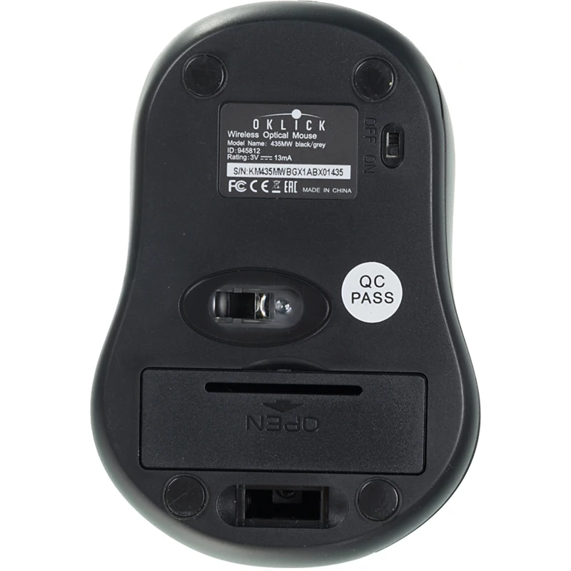 Мышь OKLICK 435MW, беспроводная, USB, серый и черный