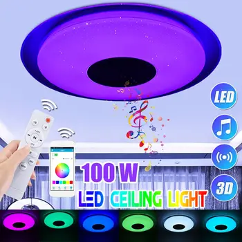 

NEW 100W Modern LED Smart Ceiling Light bluetooth Music Speaker Dimmable Lamp Smart Ceiling Lamp APP Remote Control