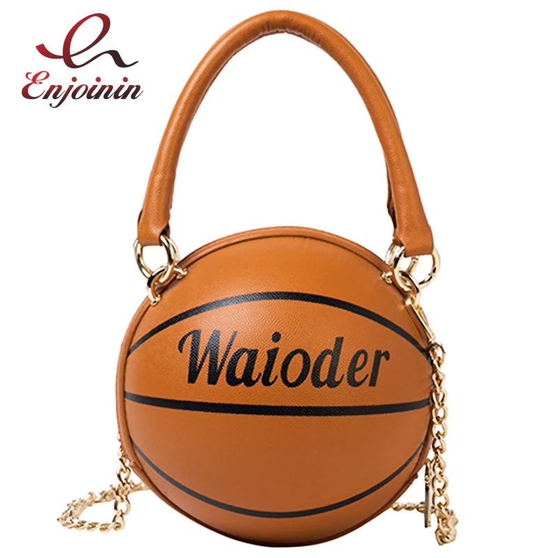 Basketball Shaped Shoulder Messenger Handbags Purse Tote Cross Body PU