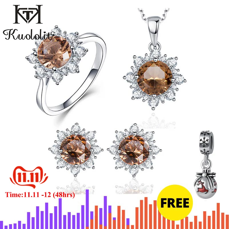 

Kuololit Zultanite Gemstone Jewelry Set for Women Solid 925 Sterling Silver Ring Earrings Necklaces Color Change Stone for Women