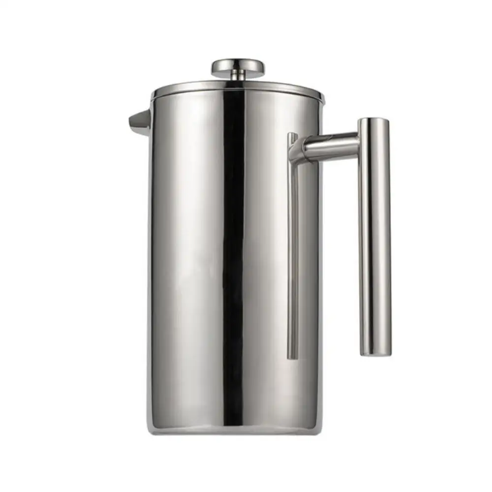 

Double Layer Stainless Steel Pot With Handle Coffeeware Kitchen Dining Tool French Press Coffee Tea Maker