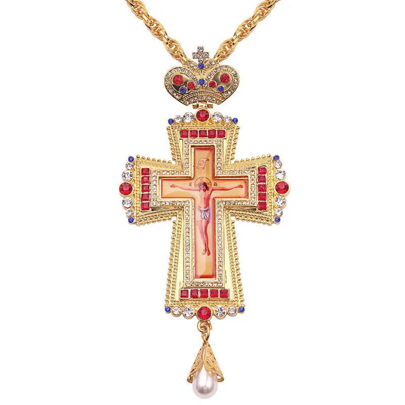 Comprar Cruz Pectoral dorada Iglesia Cristiana colden priest crucifijo regalo de bautismo