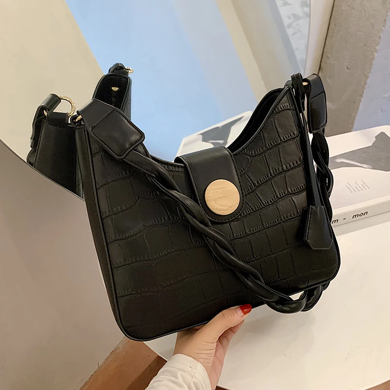 

High-end women's bag 2020 popular new fashion internet popular Korean crocodile pattern all-match shoulder underarm bag