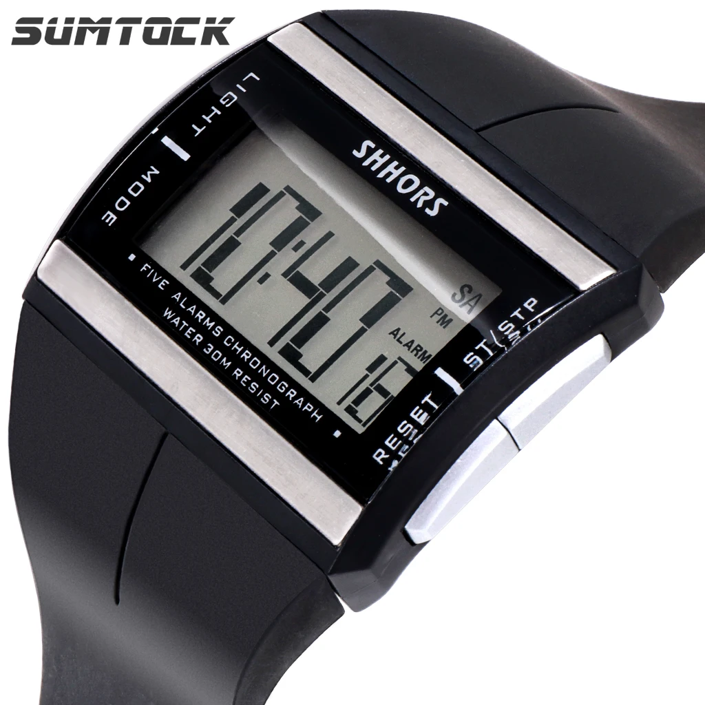 

SUMTOCK Men Digital Watches Sports Large Dial Luminous Waterproof Alarm Clock Chronograph Women Digital Watch Students Watches