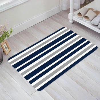 

Striped Blue White Gray Doormat Non-slip Rug Soft Bath Mats Bathroom Supplies Carpet Living Room