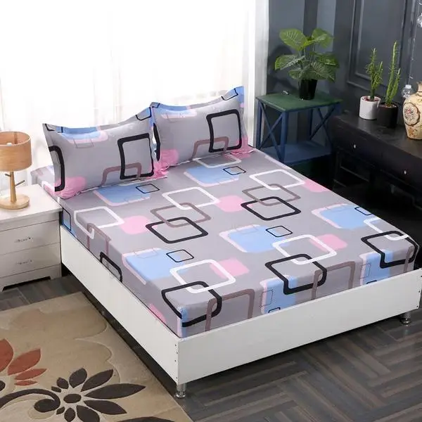 Комплект постельного белья из 3 предметов, 1 простыня+ 2 наволочки, полиэстер/хлопковый матрац, чехол с эластичной лентой, простыни для кровати King queen - Цвет: E3