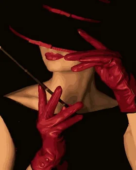 

Unframe diy oil picture oil paintings by numbers figure painting paint by number for home decor 4050cm red gloves
