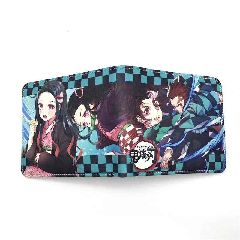 Anime Demon Slayer Kimetsu No Yaiba Tanjiro Kamado Leather Short Purse With Coin Pocket  Card Holder 