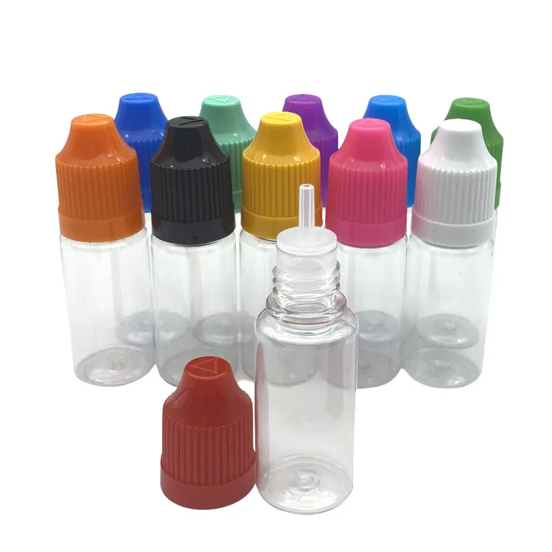 Dropper Bottle 100pcs Empty 10ML Clear Plastic Needle Bottles With Childproof Cap And Long Thin Tip PET Dropper Vail Liquid Container