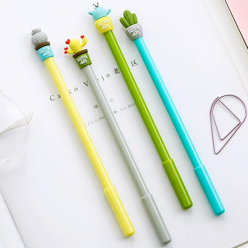 4 штуки в партии Kawaii кактус заливки гелевая ручка Симпатичные суккулентов 0.5 мм