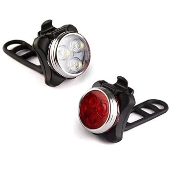 

2 Pcs USB Charging Bicycle Taillight LED Bike Rear Light Bicycle Front Light MTB Road Cycling Flashlight Bicycle Light Kit 4 Mod