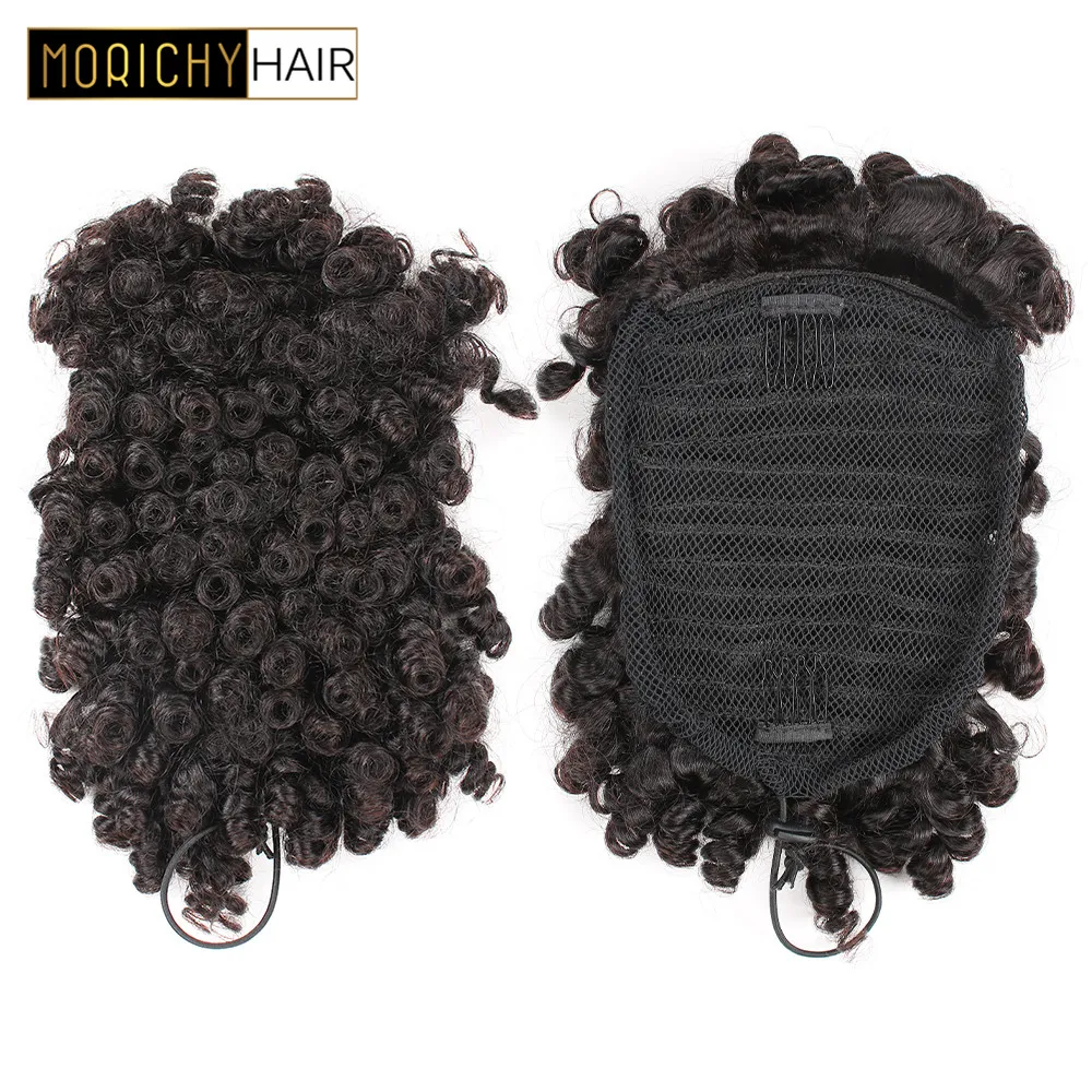 Morichy Chignon Bouncy curly Ponytal clip-in волосы для наращивания человеческих волос бразильские remy волосы натуральные Blavk цвет для женщин