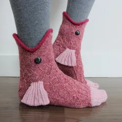 Knit Crocodile Socks Knitted Animal Carp Shark Chameleon Socks Christmas Gift