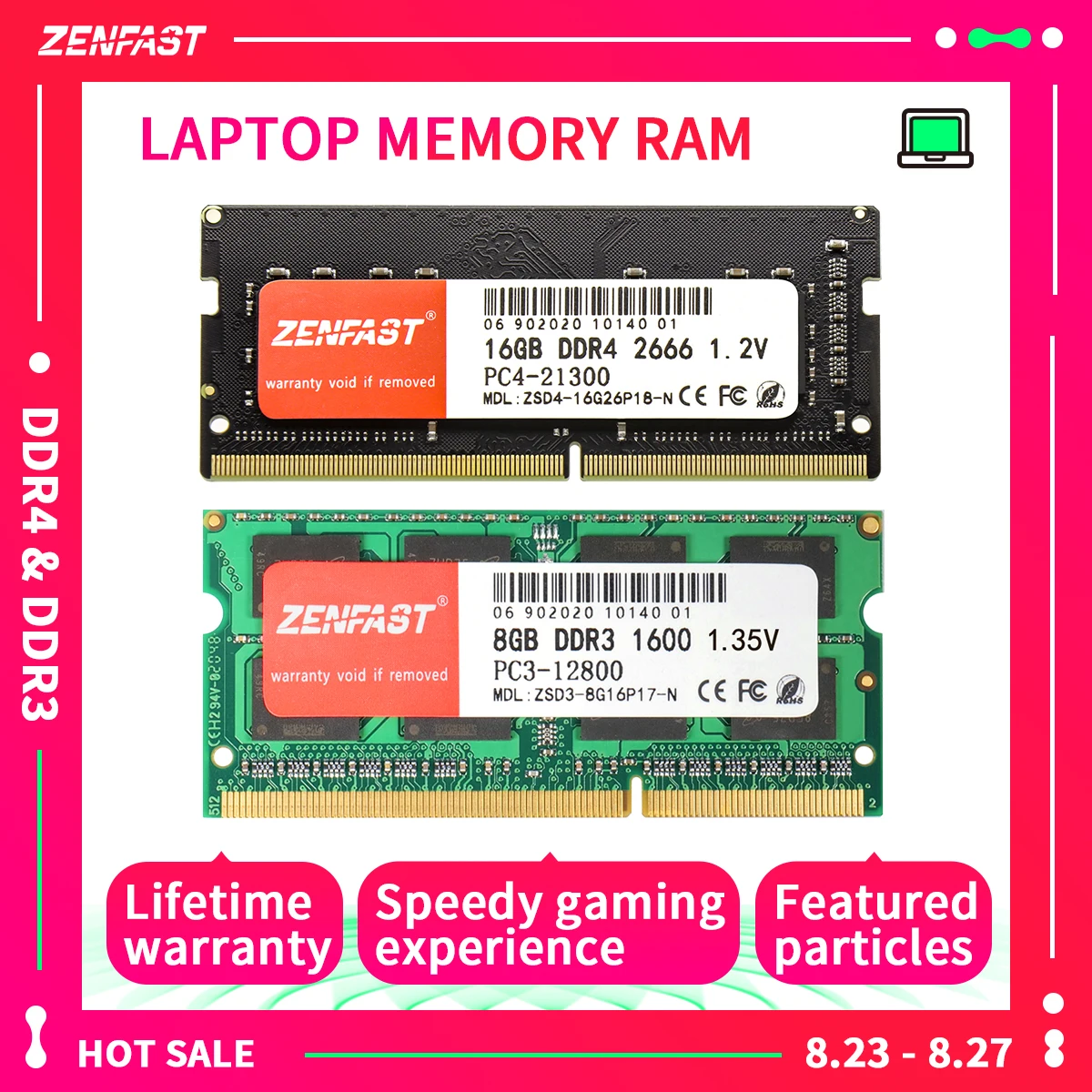 ZENFAST оперативная память DDR3 DDR4 8 ГБ 4 16 32 2133 2400 2666 МГц Sodimm для ноутбука Intel и AMD |