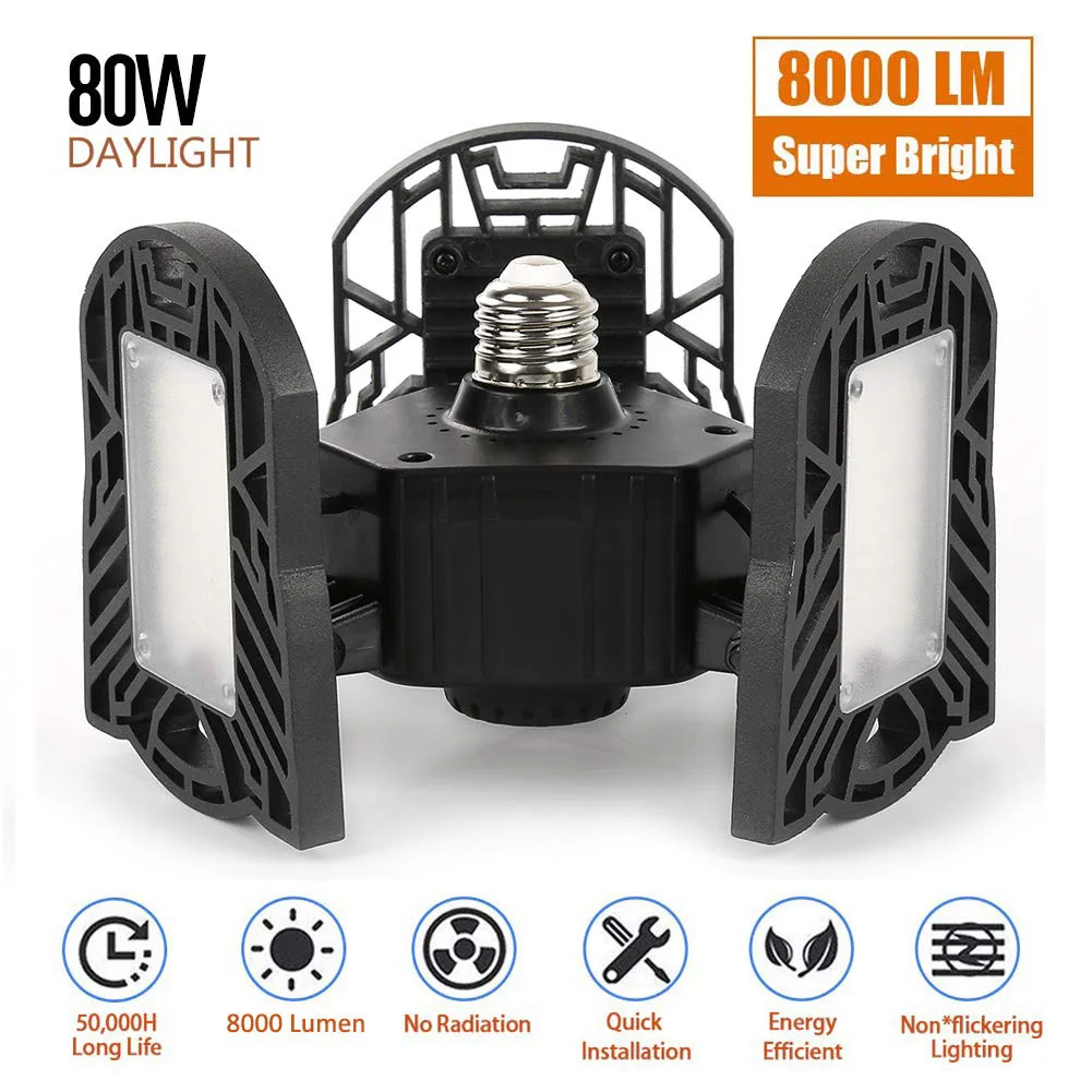 80W 144 светодиодный потолочный светильник для гаража E27 85V 265V деформируемый магазин