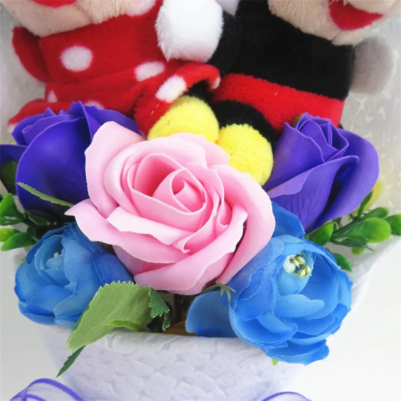 Стежка без лица человек мышь Дораэмон плюшевые куклы игрушки с букеты из искусственных цветов творческие подарки на выпускной День