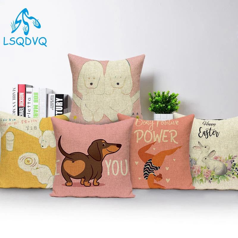 

Decorative Throw Pillows Case Animals Pets Dog Rabbit Pillow Cushion Cover for Living Room Decoration Pillowcase 45x45cm 40x40cm