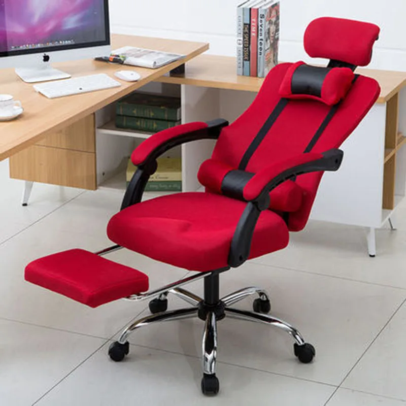 Компьютерный стул для дома офиса сидячий стул для общежития спинка вращение офисный стул игровой откидной - Цвет: Red 2
