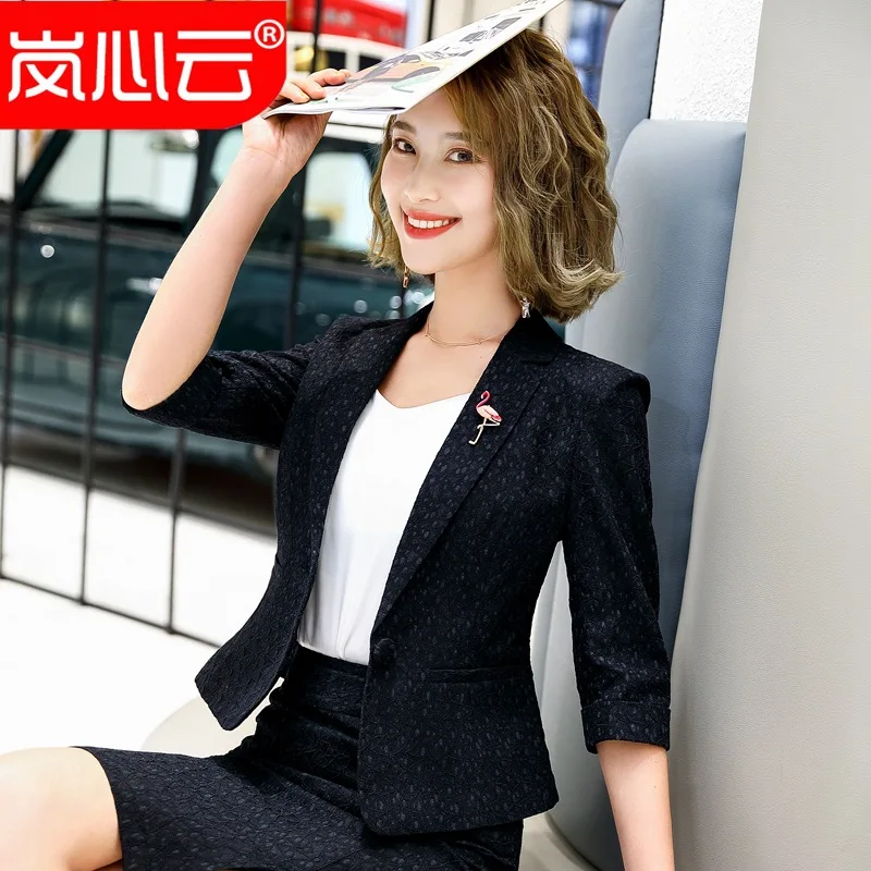 

New Style Half-sleeve Shirt WOMEN'S Dress Lace Small Suit Skirt Slim Fit Business Administration White Collar Women's Fashion Ol