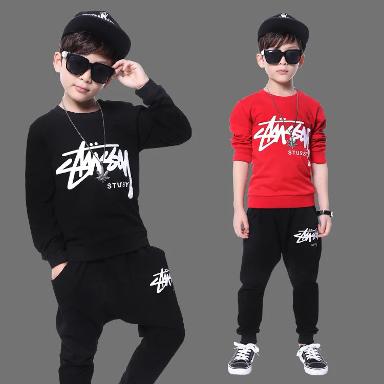 

2019 Spring And Autumn BOY'S New Style Fashion cool inflooring jie wu fu Long Sleeve Middle And Large CHILDREN'S Sports Suit