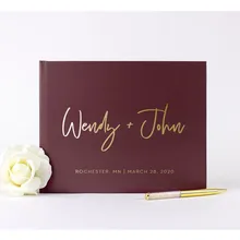 Folha de ouro do casamento livro de visitas personalizado casamento alternativo chá de panela presente idéia sinal no noivado lembrança foto livro(China)