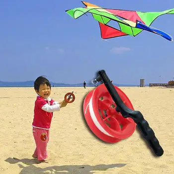 

100M Flying Kite White Line String with Plastic Reel Handle Winder Grip Wheel Kite Accessories