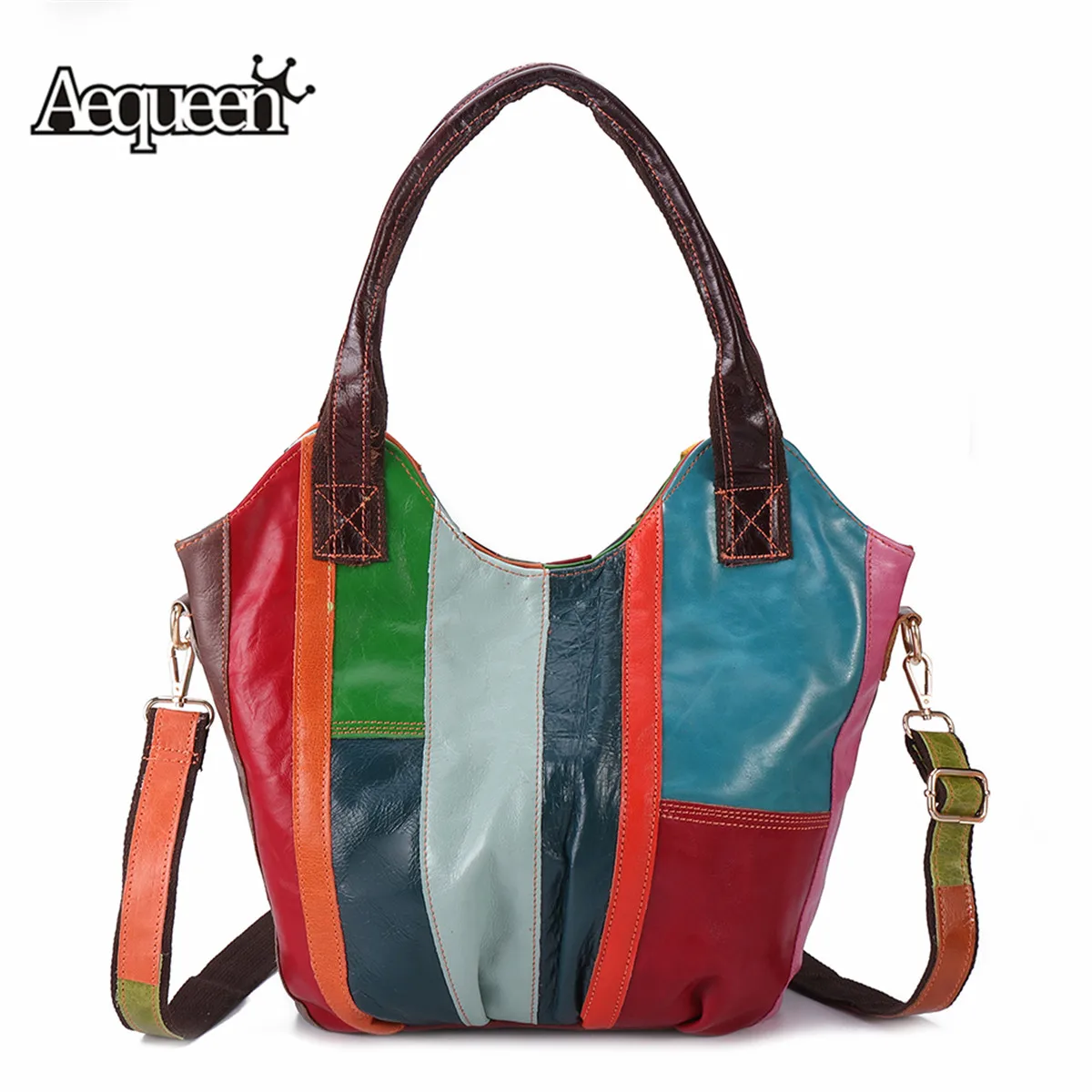 

Aequeen Women Oil Wax Genuine Leather Designer Handbags High Quality Shoulder Bags Bohemian Crossbody Messenger Bag Random Color